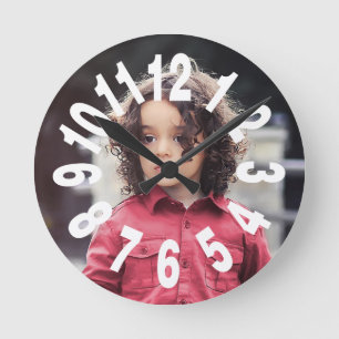 Horloge Ronde Photo de Custom Large Numbers
