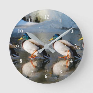 Horloge Ronde Photo de glace de Mallard Ducks