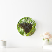 Horloge Ronde Photo de la nature du papillon bleu Morpho (Maison)
