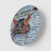 Horloge Ronde Photo d'eau d'Hippo Faune (Angle)