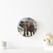 Horloge Ronde Photo d'éléphant sauvage (Maison)