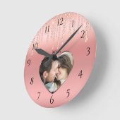 Horloge Ronde Photo en Or Rose (Angle)