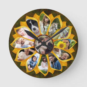 Horloge Ronde Photo Family Collage Sunflower 13 Pictures Easy