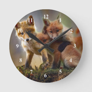 Horloge Ronde Photo Fox Kits