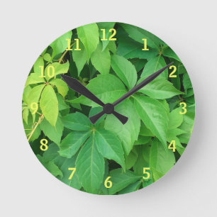 Horloge Ronde Photo Green Virginia Creeper Foliing