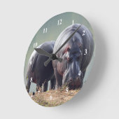 Horloge Ronde Photo Hippo Faune (Angle)