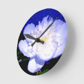 Horloge Ronde Photo Peony blanc et violet (Angle)