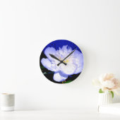 Horloge Ronde Photo Peony blanc et violet (Maison)