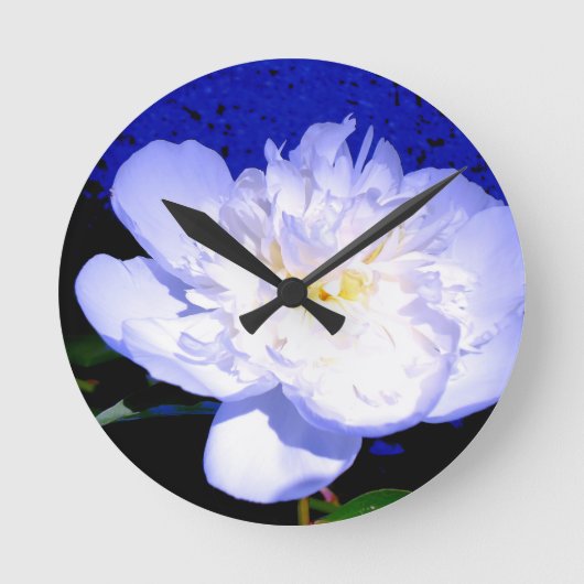 Horloge Ronde Photo Peony blanc et violet (Recto)