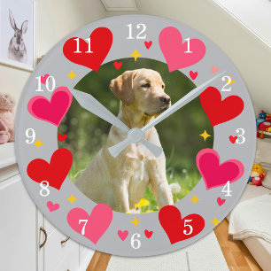 Horloge Ronde Photo personnalisé de chien chat famille personnal