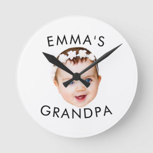 Horloge Ronde Photo personnalisé visage maman grand-mère grand-p