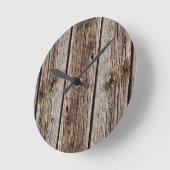 Horloge Ronde Photo réaliste Rustique, Patiné Bois Board (Angle)