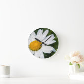 Horloge Ronde photo, une margueritte, font vert (Maison)