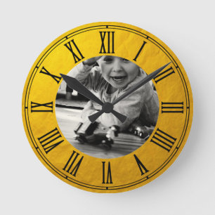 Horloge Ronde Photo vintage or personnalisé famille / personnali