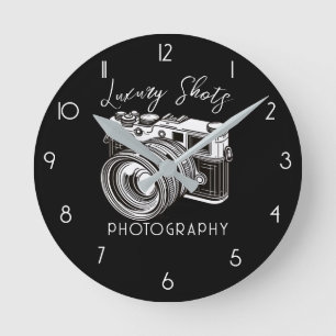 Horloge Ronde Photographe photo reflex noir