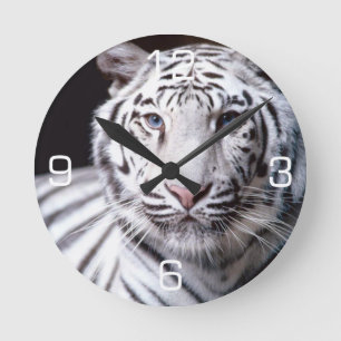 Horloge Ronde Photographie blanche de tigre de Bengale