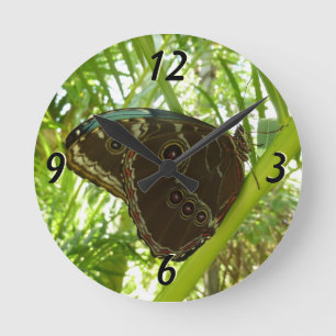Horloge Ronde Photographie de la nature du papillon Morpho bleu
