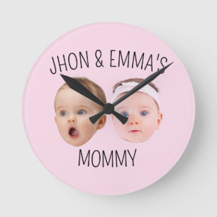 Horloge Ronde Photos personnalisées Enfants, cadeau de la fête d