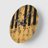 Horloge Ronde Piano Keys and Musical Notes (Angle)