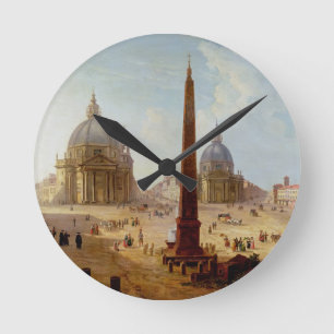 Horloge Ronde Piazza del Popolo, Rome (huile sur la toile)
