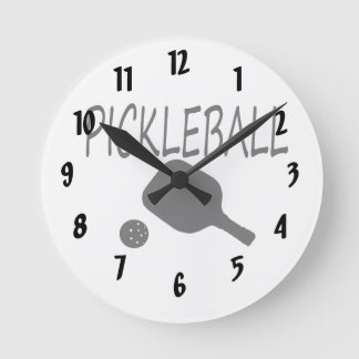 Horloge Ronde pickleball avec pagaie et boule noir