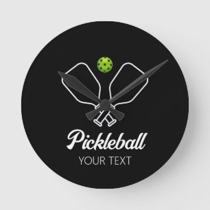 Horloge Ronde Pickleball avec pagaies et balle Personnalisé