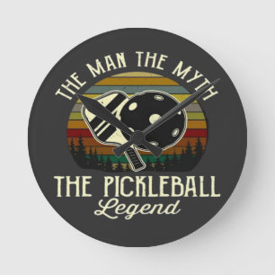 Horloge Ronde Pickleball- L'Homme, Le Mythe, La Légende