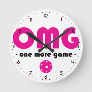 Horloge Ronde Pickleball One More Game white / rose