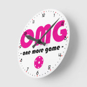 Horloge Ronde Pickleball One More Jeu blanc / rose (Angle)
