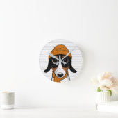 Horloge Ronde Piebald Dachshund mignon Hipster Chien (Maison)