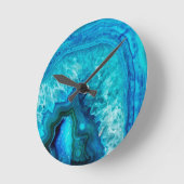 Horloge Ronde Pierre bleue de minerai de Geode de turquoise (Angle)