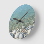 Horloge Ronde Pierres Plage Belle Nature Mer Galets Rive (Angle)