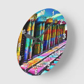 Horloge Ronde Pierres psychédéliques (Angle)