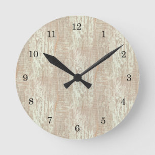 Horloge Ronde Pin côtier doux apparence de grain de bois