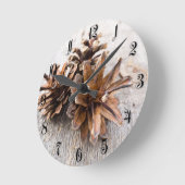 Horloge Ronde Pine cones (Angle)
