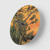 Horloge Ronde Pine Trees Red Sky Setting Soleil par Vincent van  (Angle)