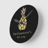 Horloge Ronde Pineapple Name Watercolor Stencil (Angle)