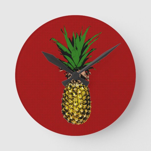 Horloge Ronde Pineapple Newsprint Image (Recto)