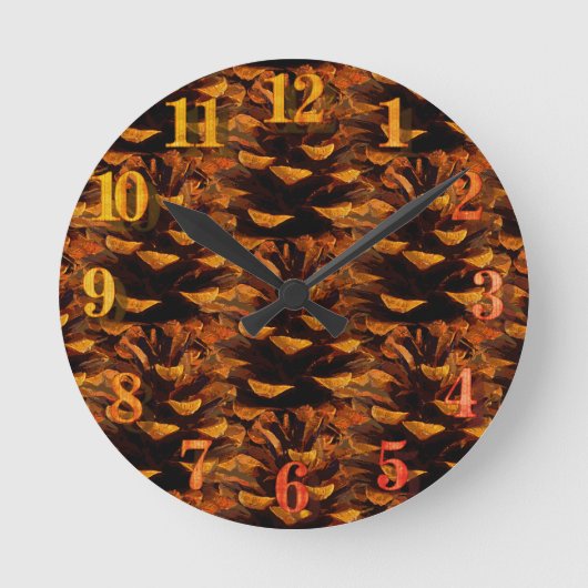 Horloge Ronde Pinecone motif de la nature de chute rustique (Recto)