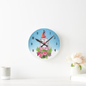 Horloge Ronde Pingouin de Noël mignon à Santa Hat (Maison)