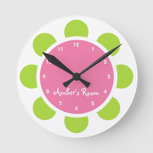 Horloge Ronde Pink and Green Flower Kid's Menacom (Recto)