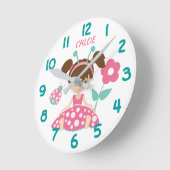 Horloge Ronde Pink and Teal Ladybug Girl (Angle)