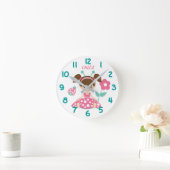 Horloge Ronde Pink and Teal Ladybug Girl (Maison)