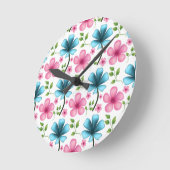 Horloge Ronde Pink & Blue Floral Seamless Pattern (Angle)