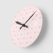 Horloge Ronde Pink Bow Aesthetic Notebook – Cute & Feminine Jour (Angle)