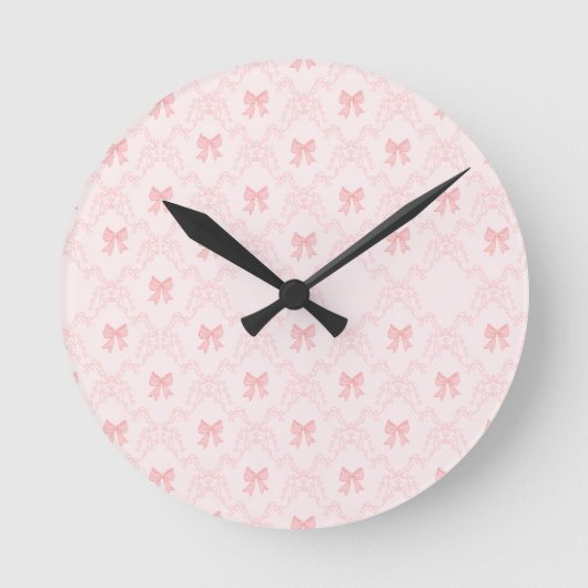 Horloge Ronde Pink Bow Aesthetic Notebook – Cute & Feminine Jour (Recto)