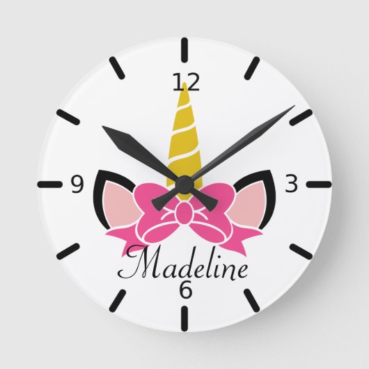 Horloge Ronde Pink Bow Unicorn (Recto)