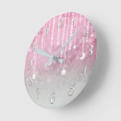 Horloge Ronde Pink Celestial Glow Stars & Moon Personalized (Angle)