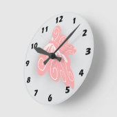 Horloge Ronde Pink Coloured Butterfly Design (Angle)