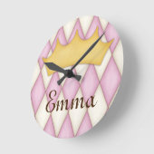 Horloge Ronde Pink Diamond Check Personalized Princess (Angle)